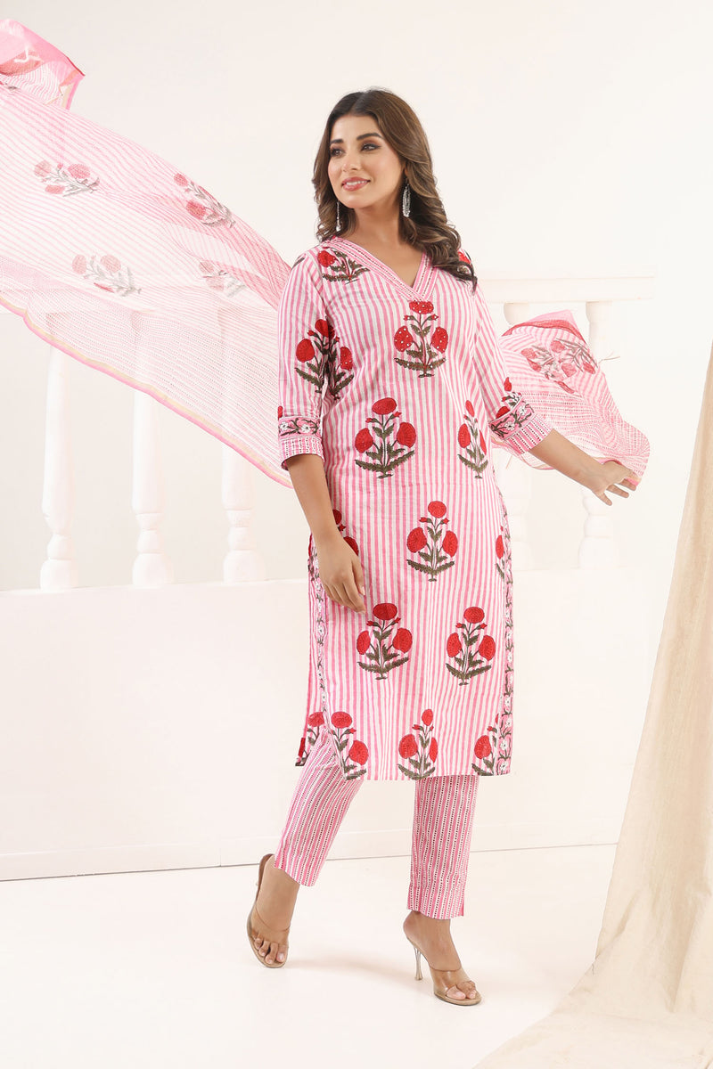 Red Poppy Mughal Kurta Set