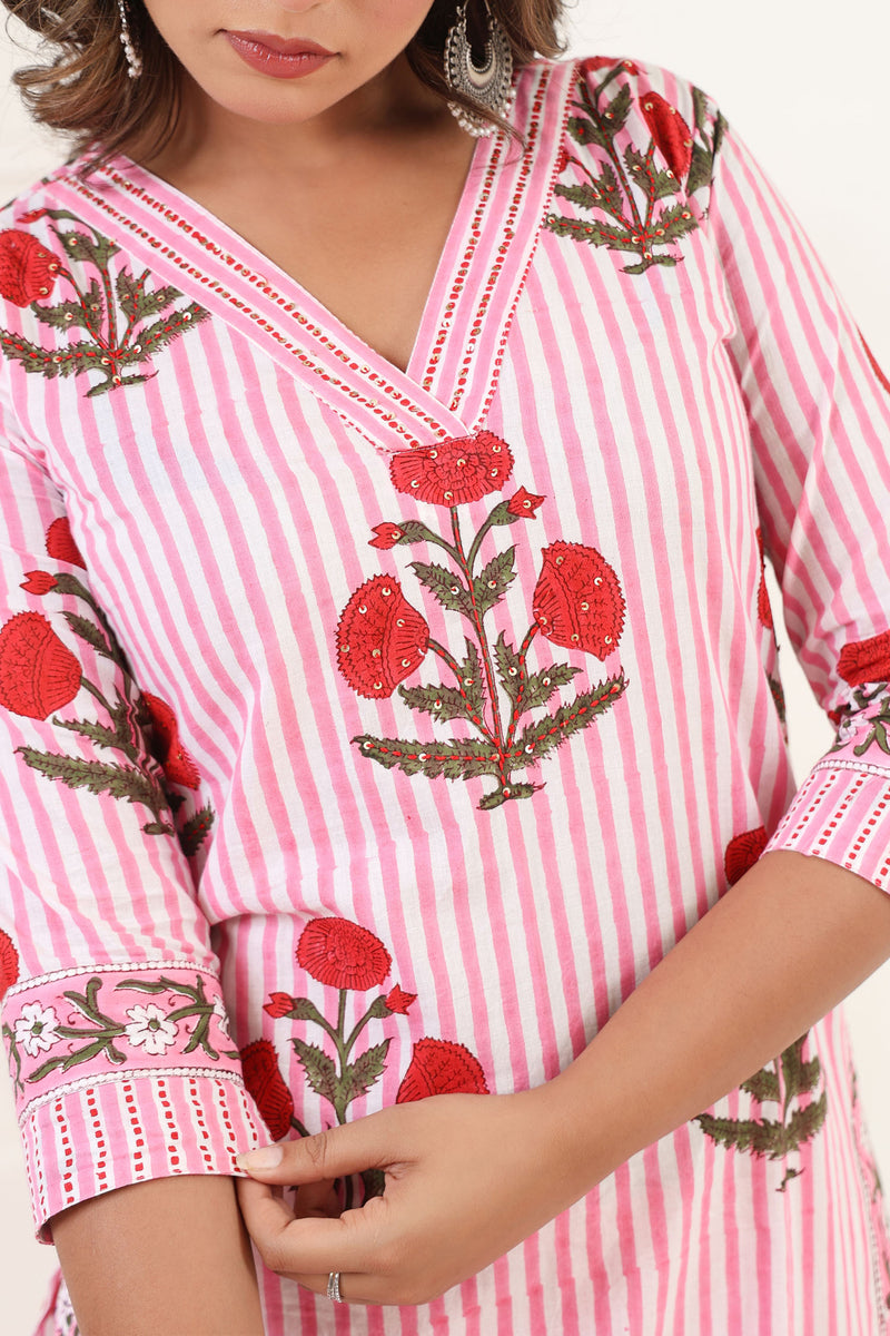 Red Poppy Mughal Kurta Set