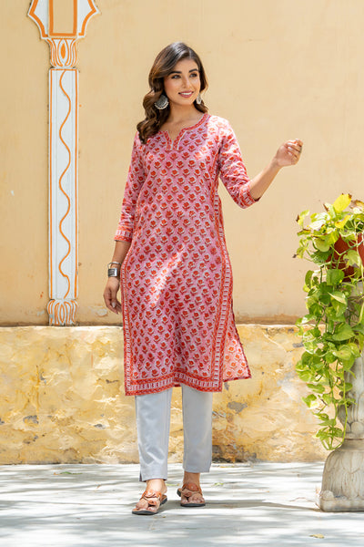 Pink Orange Buti kurti