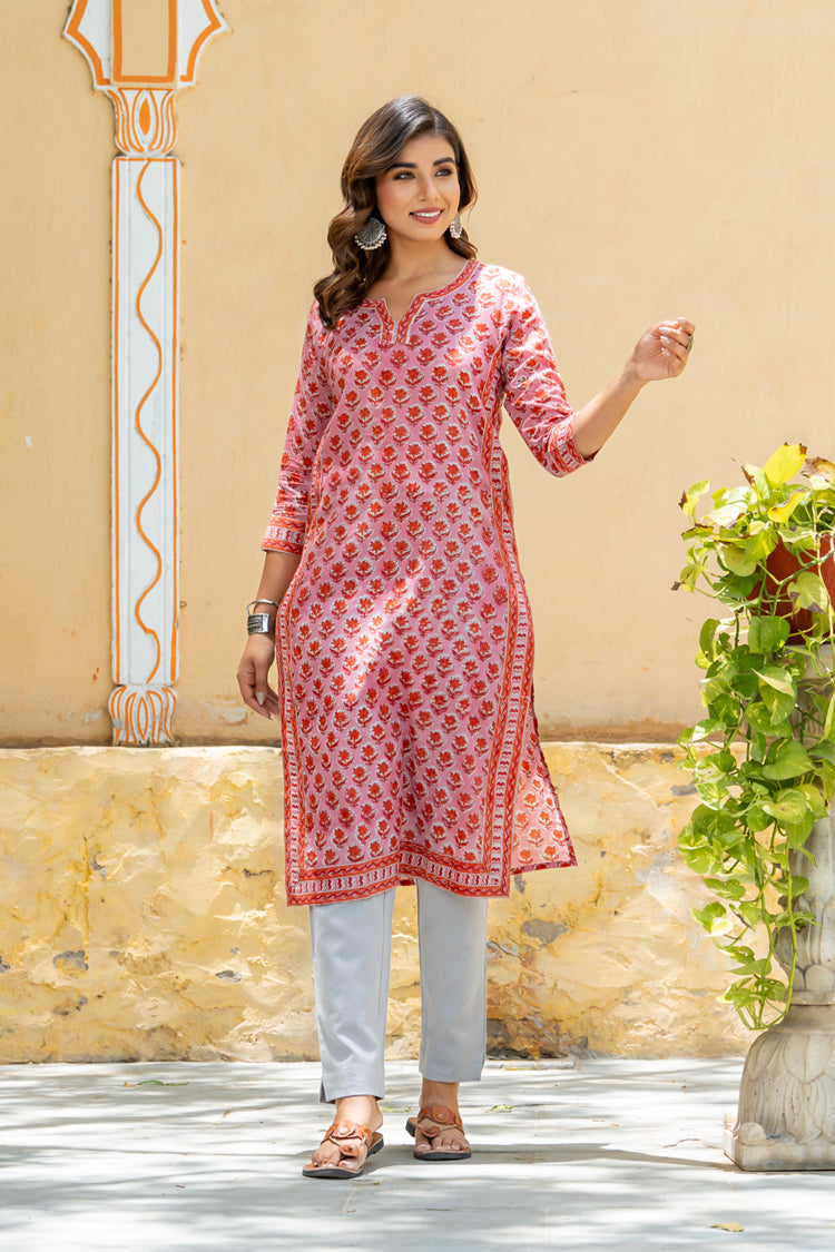 Pink Orange Buti kurti