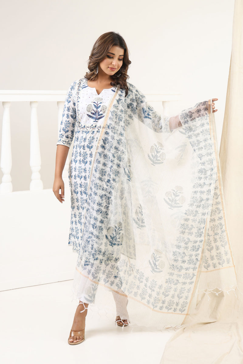 Grey Mughal Baagh Kurta Set