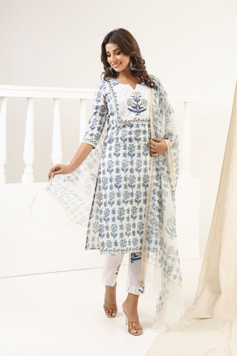 Grey Mughal Baagh Kurta Set