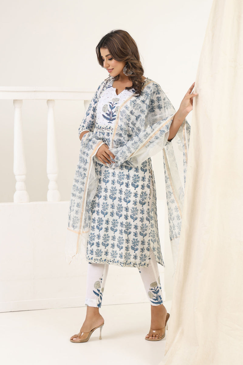 Grey Mughal Baagh Kurta Set