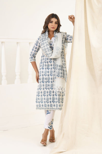 Grey Mughal Baagh Kurta Set