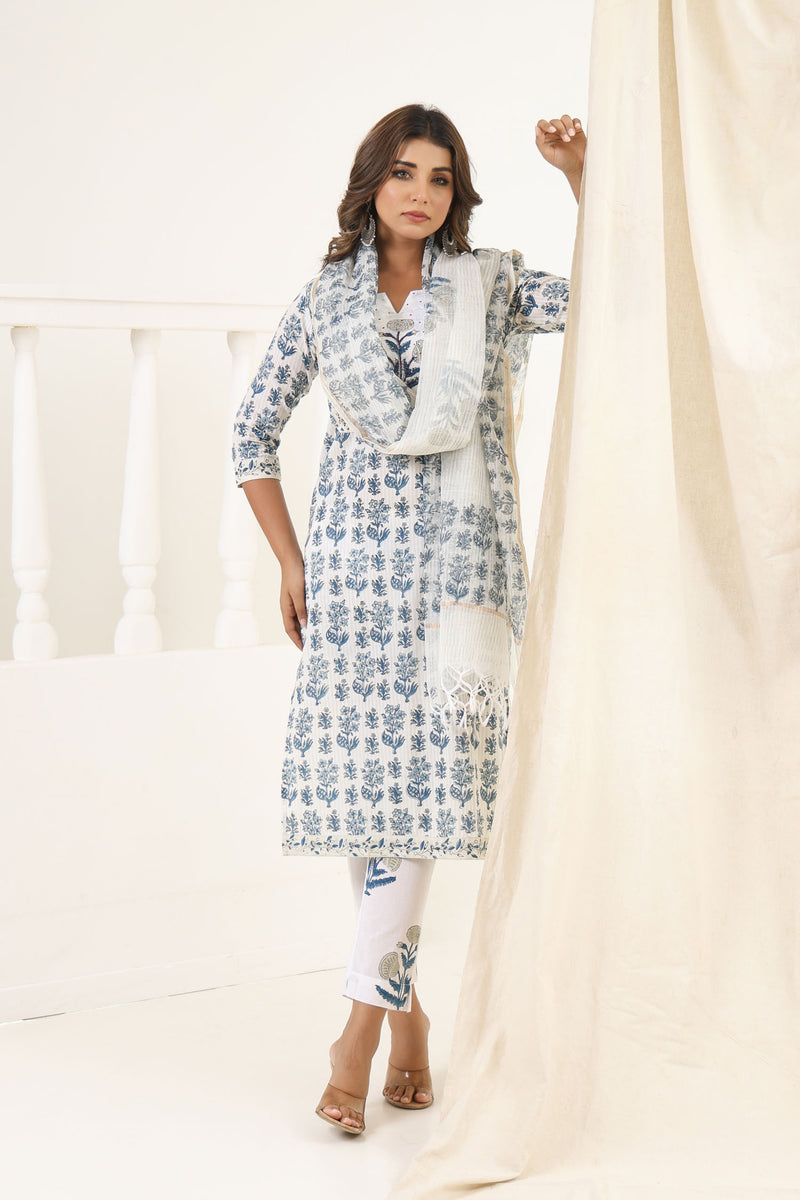 Grey Mughal Baagh Kurta Set