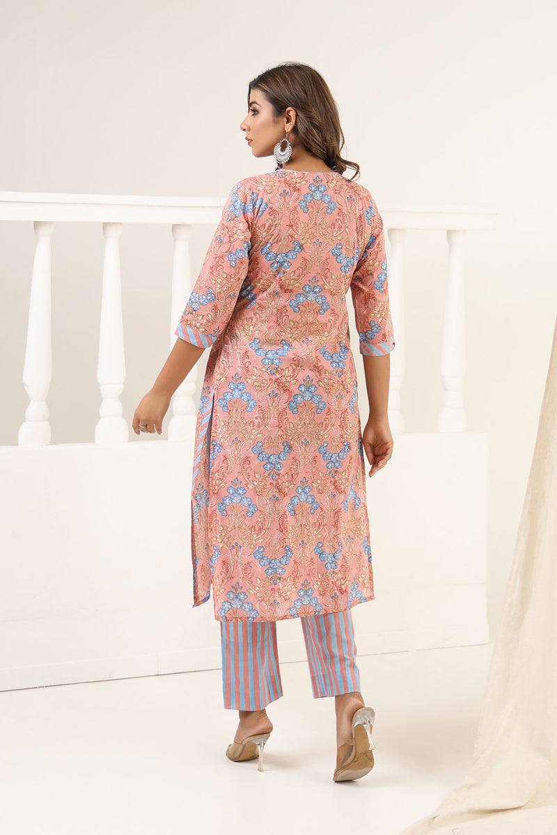 Peach Gulbag Kurta Set