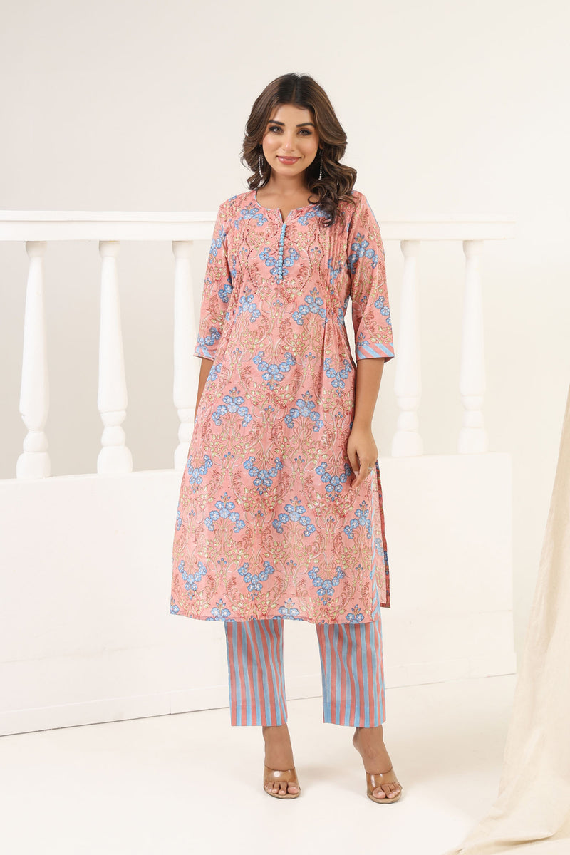 Peach Gulbag Kurta Set