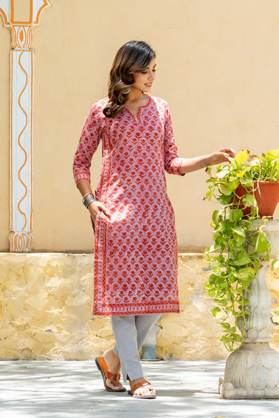 Pink Orange Buti kurti