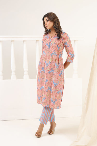 Peach Gulbag Kurta Set