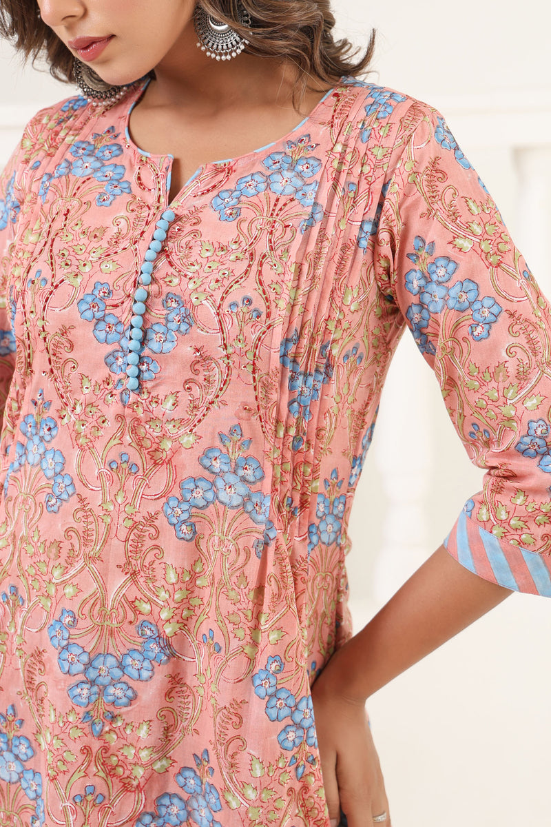 Peach Gulbag Kurta Set