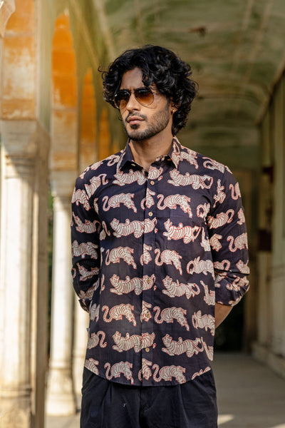 Black Anokhi Tiger Full Sleeve Shirt