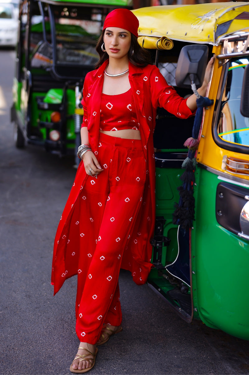 EXP - Red Bandhani Modal Satin