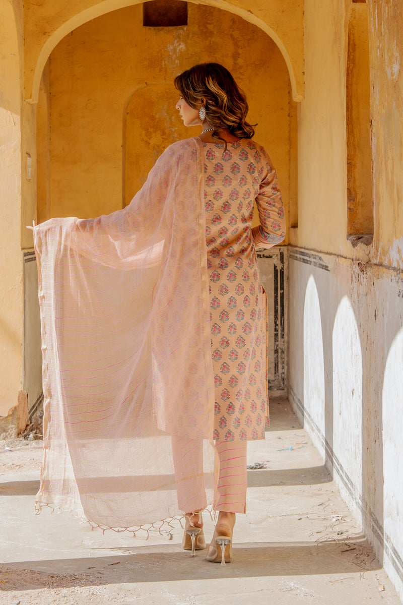 Pastel Brown Pitan Kurta Set