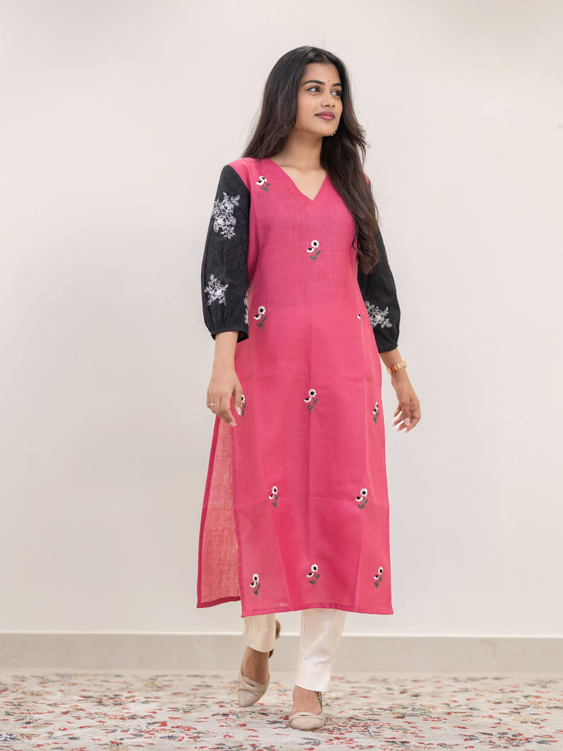 Pomegranate Pop Hand Embroidered Kurta