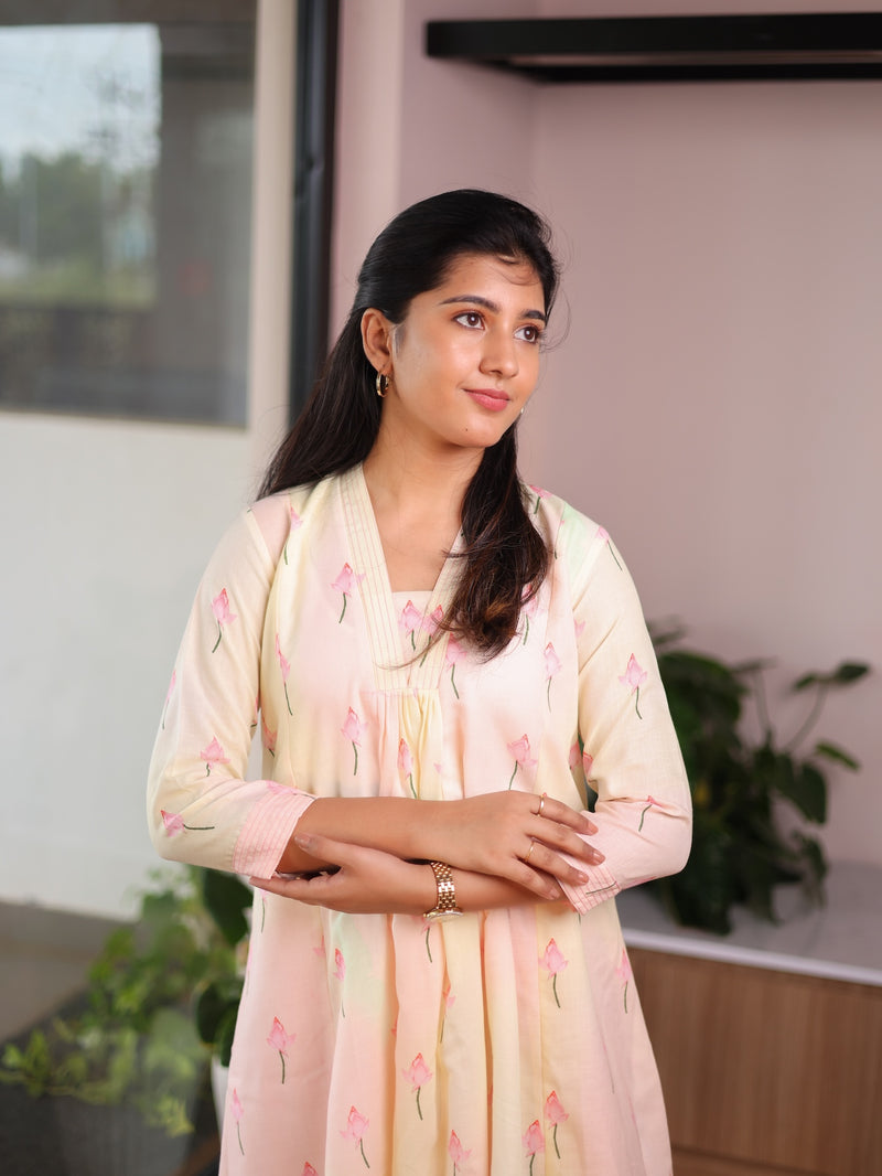 Lotus Linen Floral Kurta