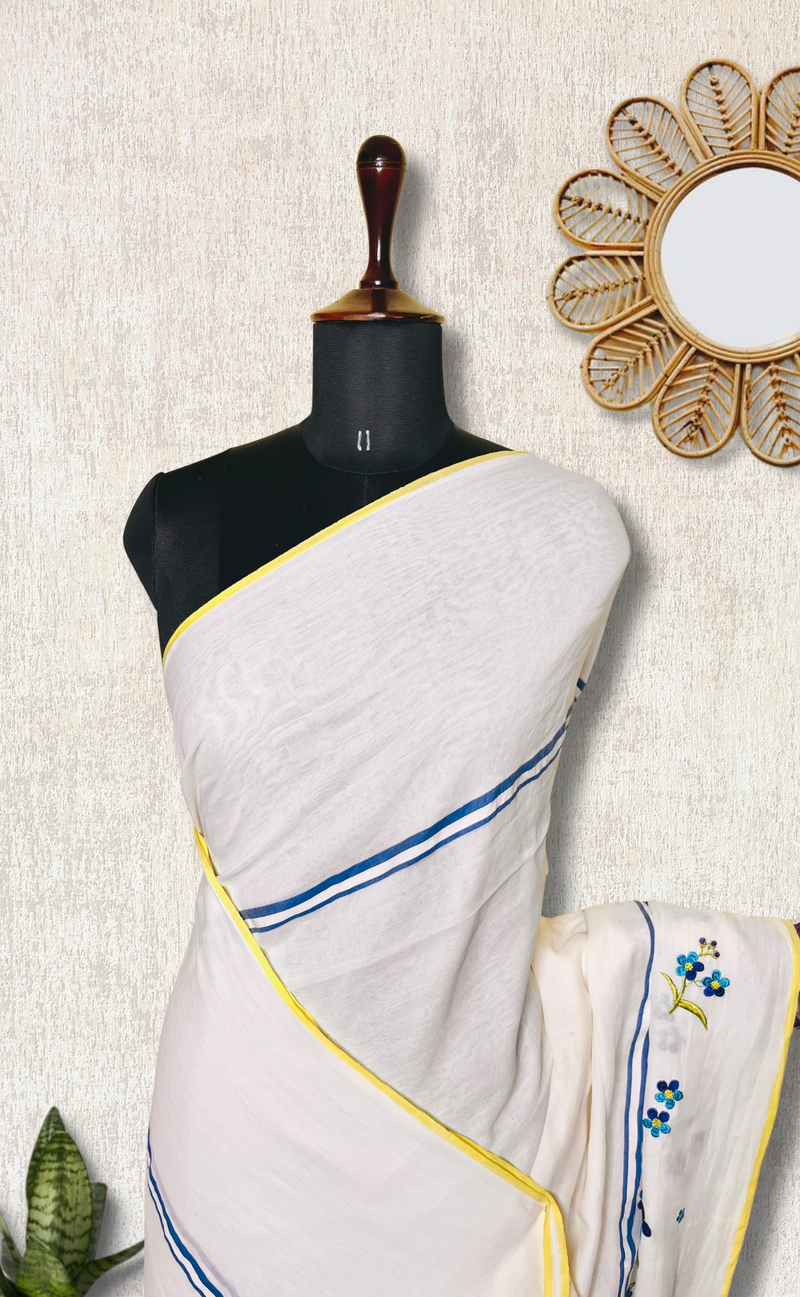 Handwoven Cotton Saree - Pearl White