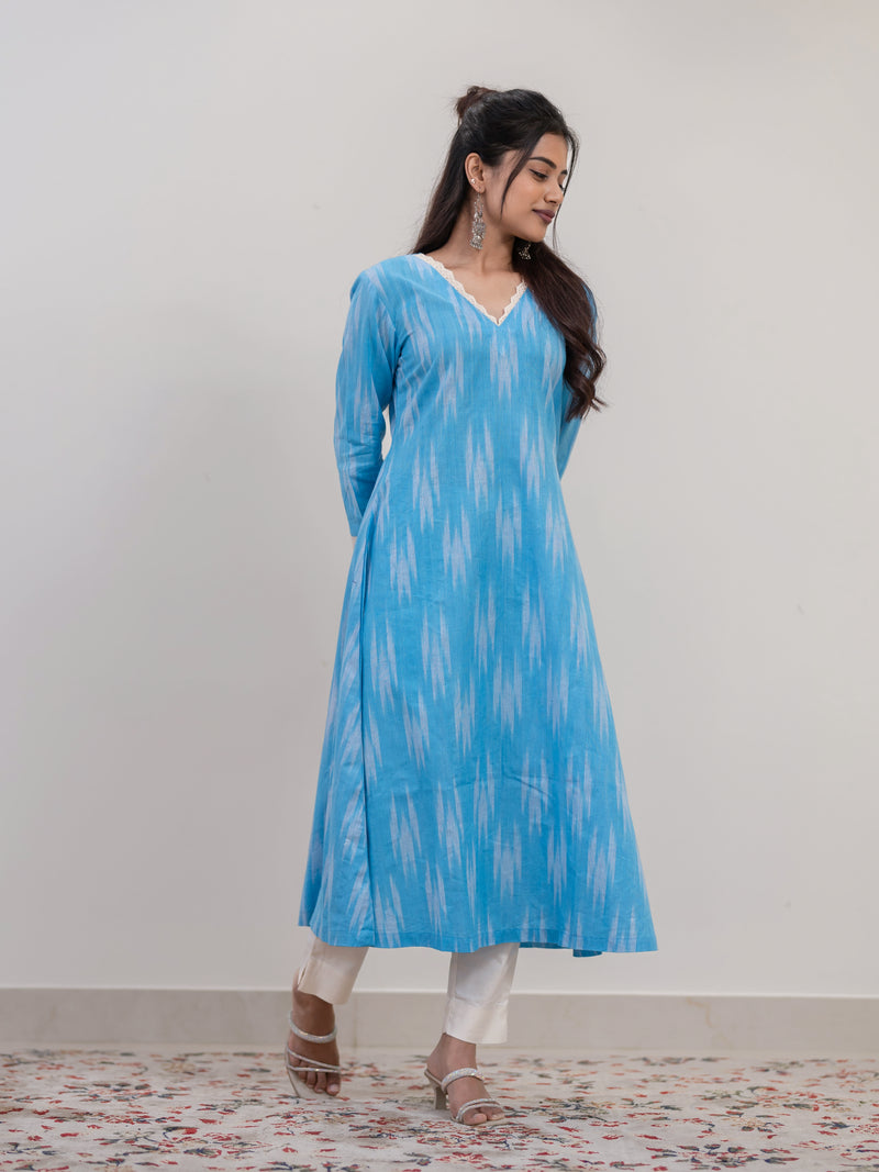 Aqua Berry Ikat A-Line Kurta