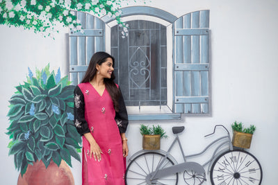 Pomegranate Pop Hand Embroidered Kurta