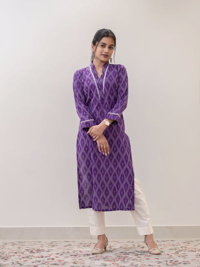 Lavender Swirl Ikat Handwoven Kurta