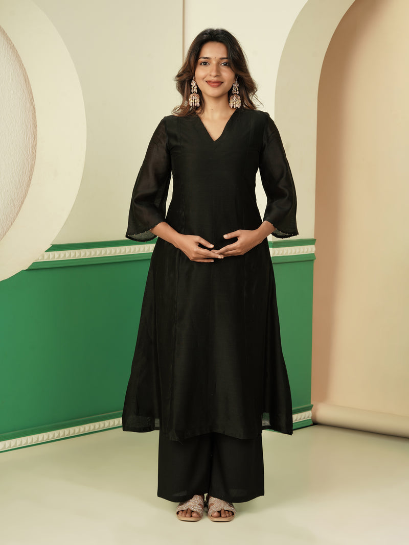 Black Pearl Chanderi Harmony Kurta