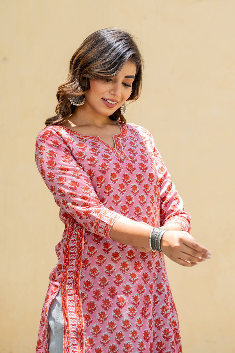 Pink Orange Buti kurti