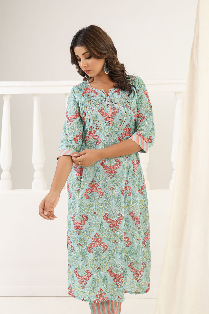 Sky Blue Gulbag Kurta Set