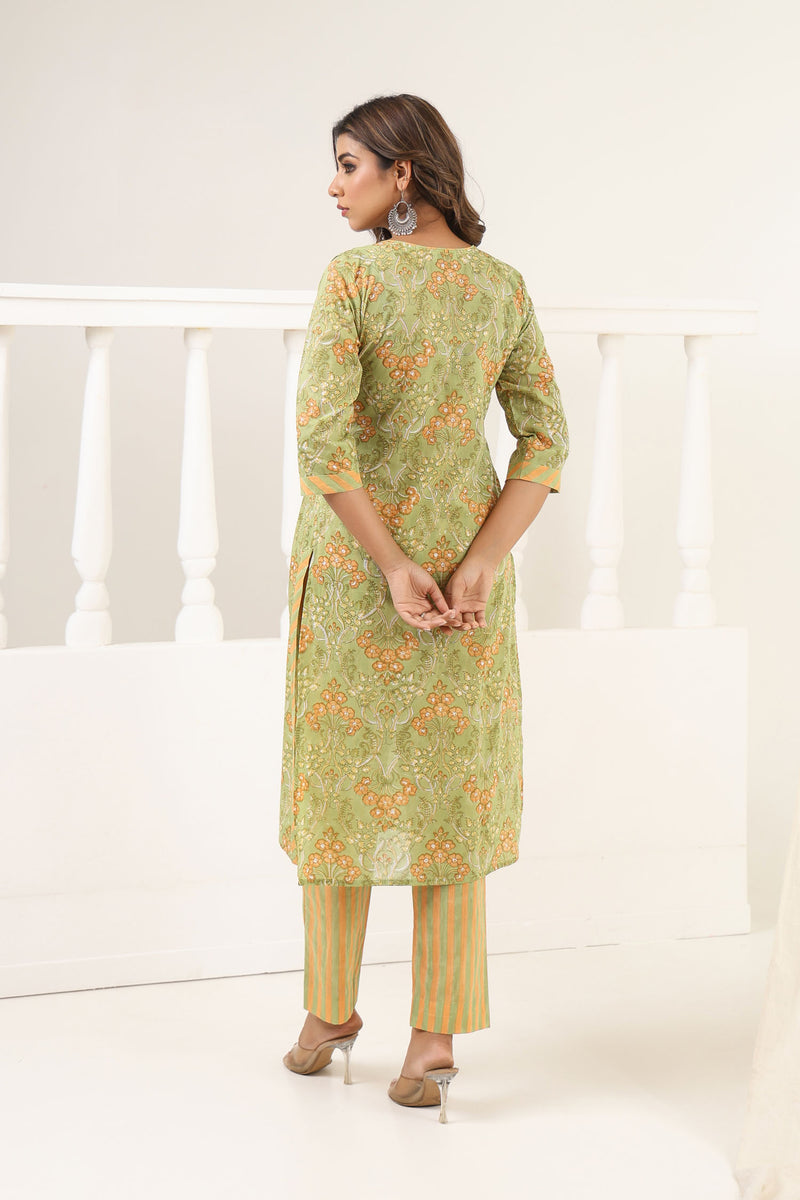Olive Green Gulbag Kurta Set