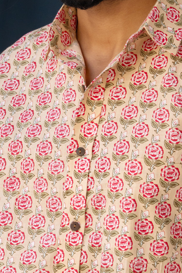 Rose Print Half Sleeve Shirt
