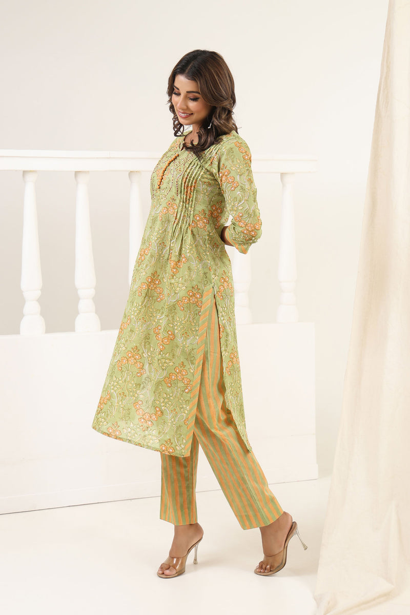 Olive Green Gulbag Kurta Set
