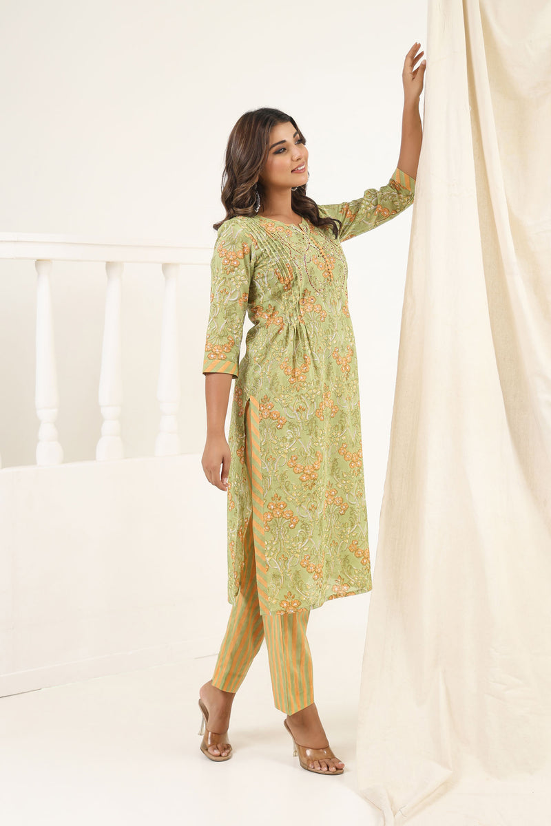Olive Green Gulbag Kurta Set