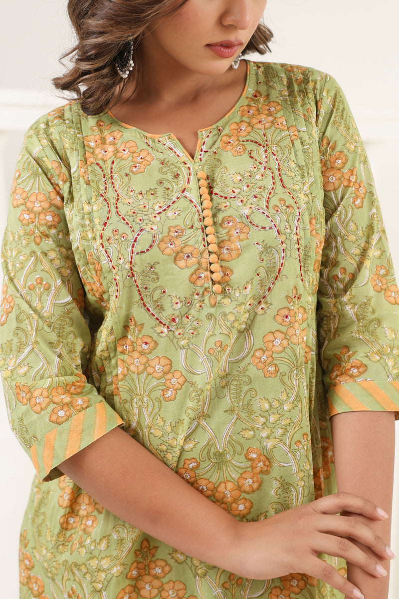 Olive Green Gulbag Kurta Set