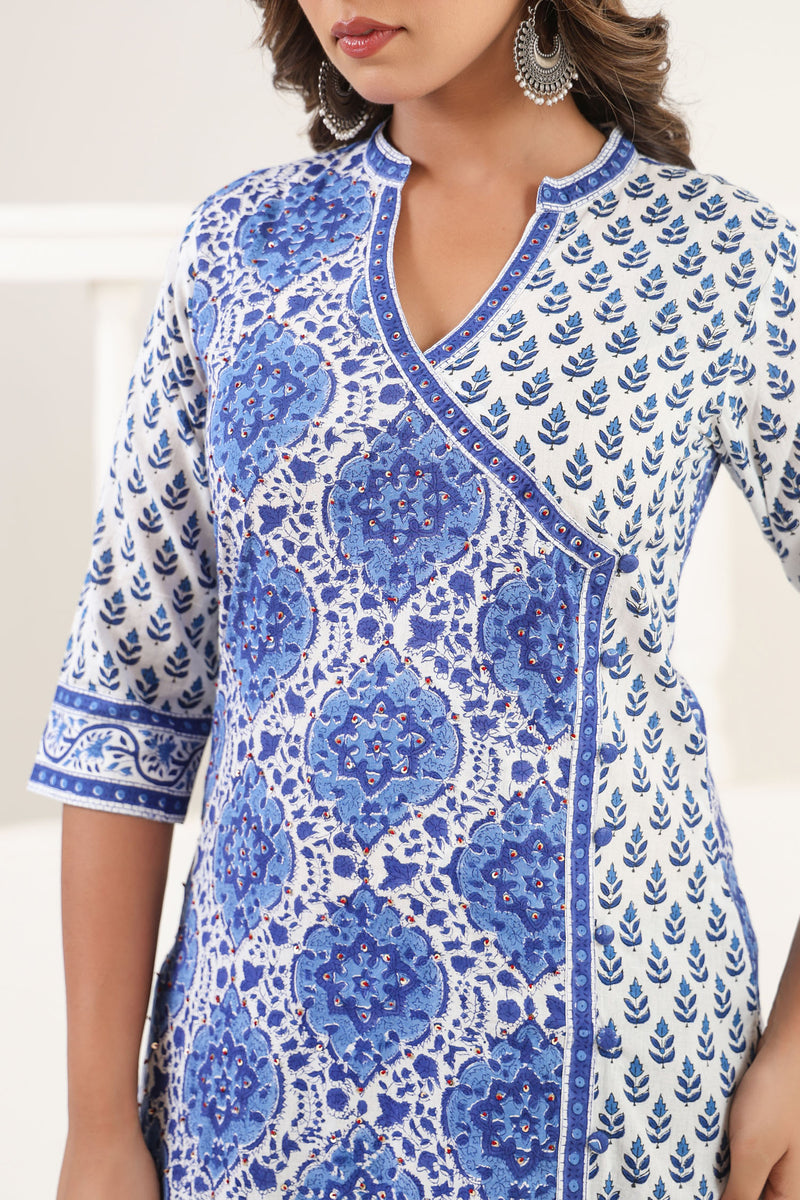 Blue Mehar Angrakha Kurta