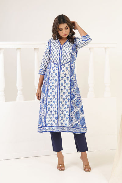 Blue Mehar Panel Kurta
