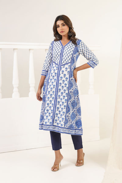 Blue Mehar Panel Kurta