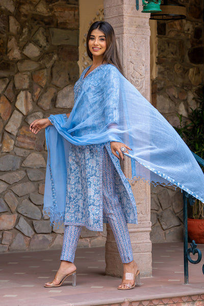 Pastel Blue Persian Kurta Set