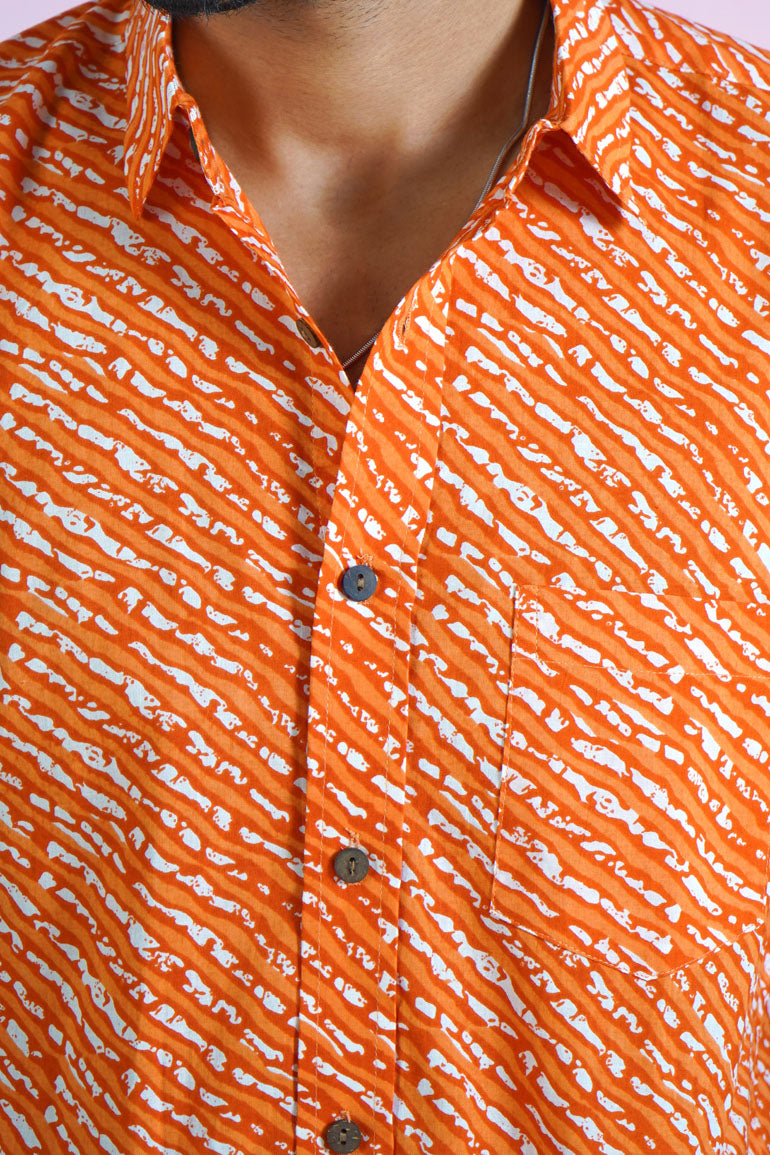 Orange Lehariya Full Sleeves Shirt