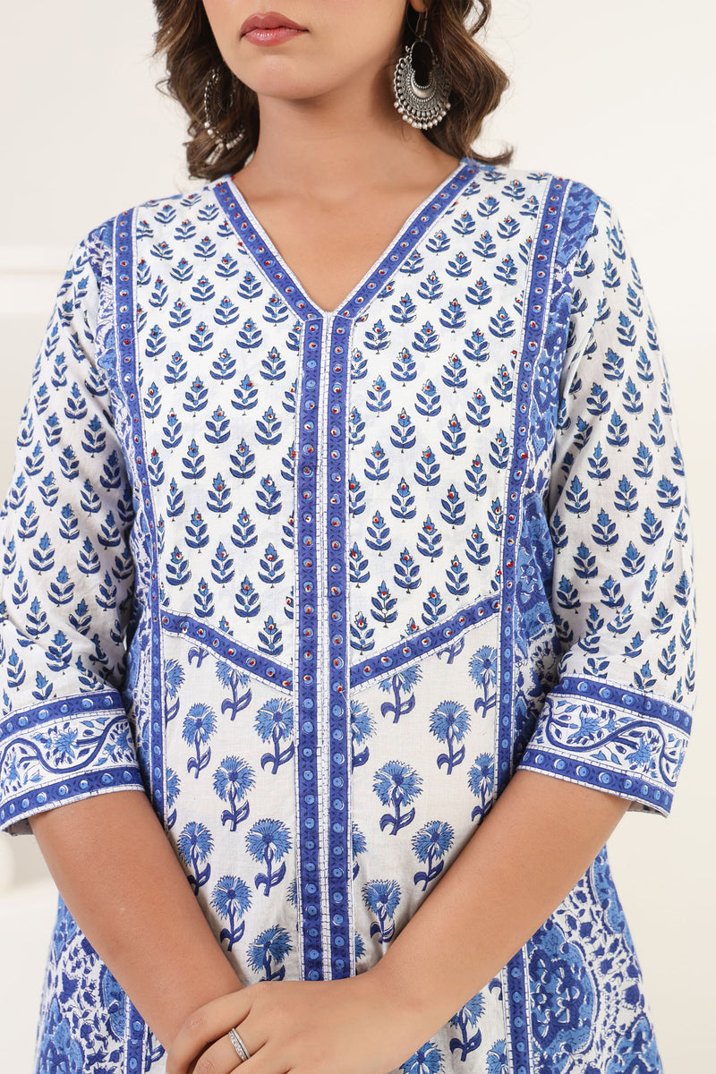 Blue Mehar Panel Kurta