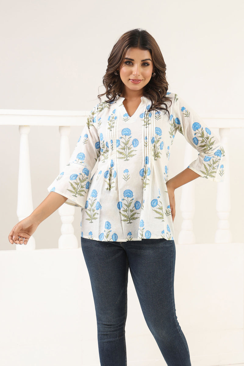 Blue Poppy Short Kurta