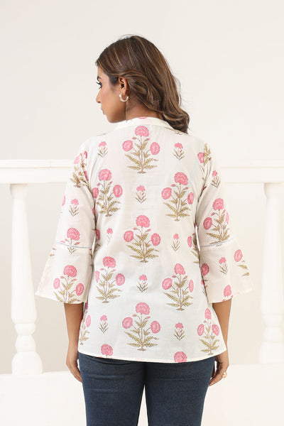 Peach Poppy Short Kurta