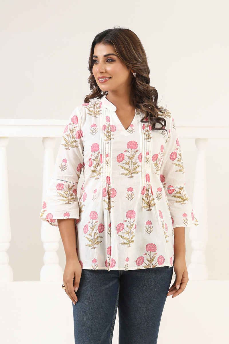 Peach Poppy Short Kurta