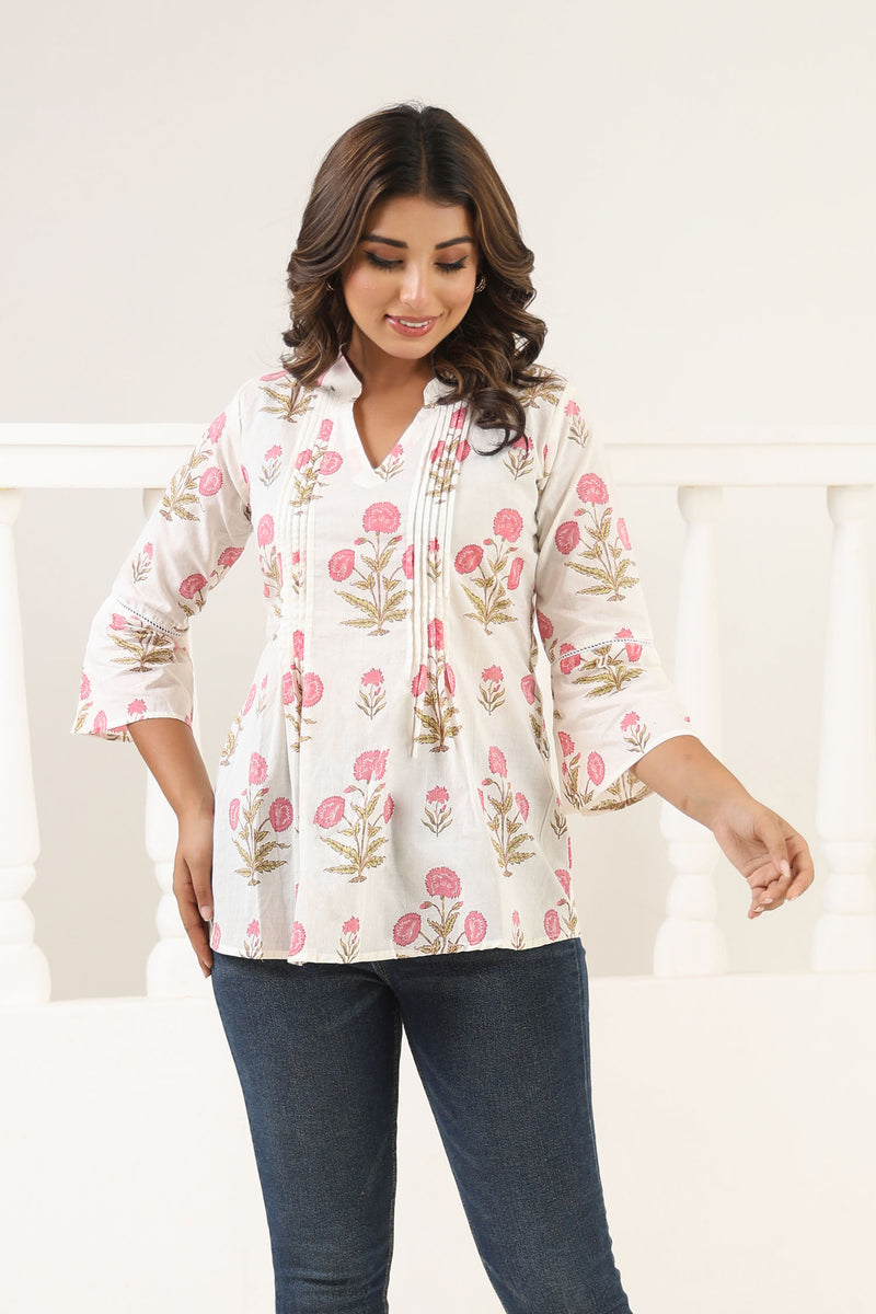 Peach Poppy Short Kurta