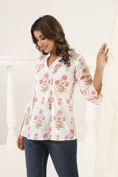 Peach Poppy Short Kurta