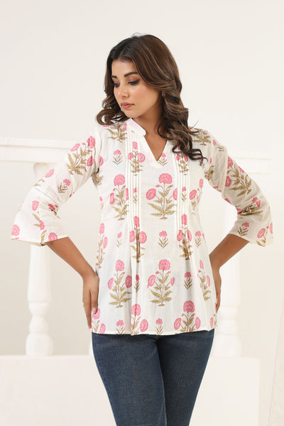 Peach Poppy Short Kurta