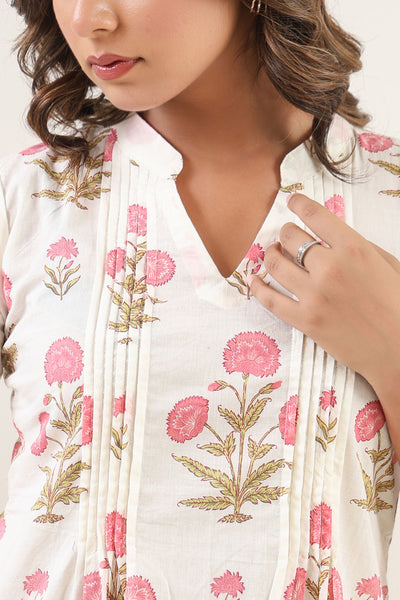 Peach Poppy Short Kurta