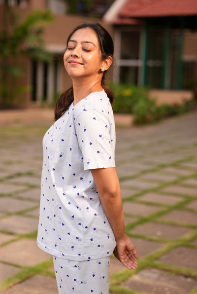 BLUE LOVE CO-ORD TEEJAMAS