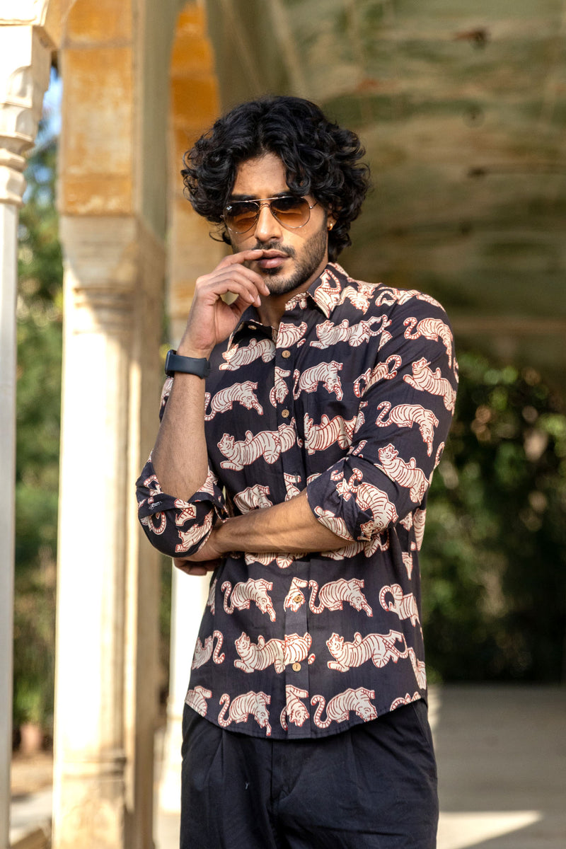 Black Anokhi Tiger Full Sleeve Shirt