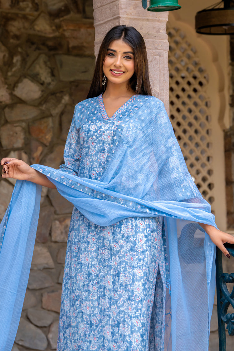 Pastel Blue Persian Kurta Set