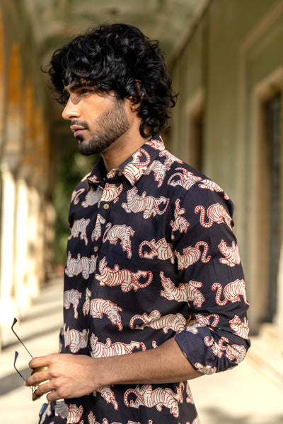 Black Anokhi Tiger Full Sleeve Shirt