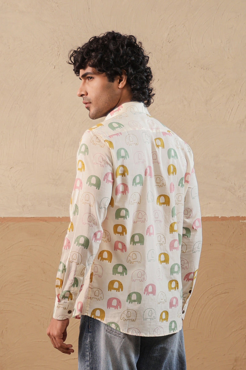 Multi Yellow Elephant Full Sleeve Shirt