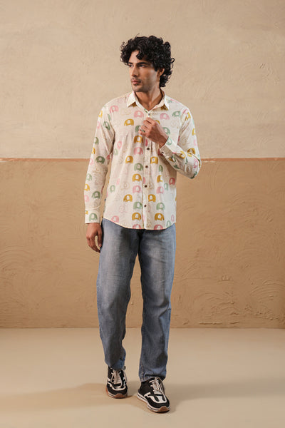 Multi Yellow Elephant Full Sleeve Shirt